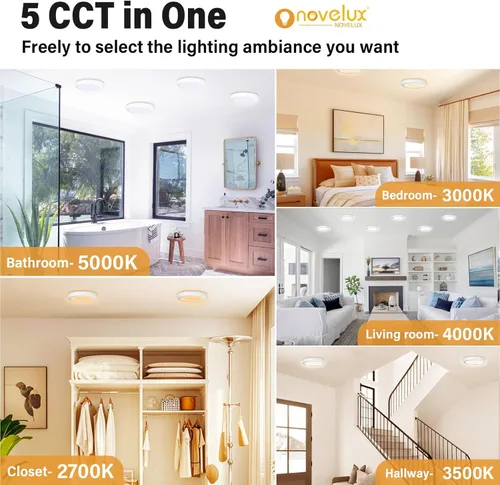 Vista 5 de Luces de Techo LED Certificadas ETL de 7 pulgadas Regulables Ultra-Delgadas Redondas Montaje al Ras 2700K/3000K/3500K/4000K/5000K Luminarias