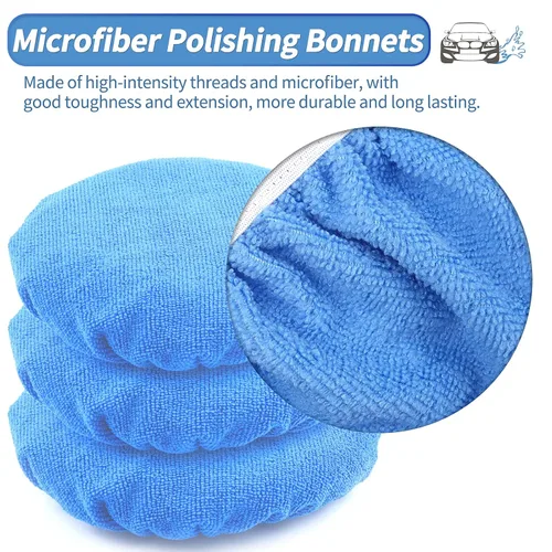 Vista 3 de OTUAYAUTO 8 capó de pulido de 7 a 8 pulgadas, gorro de microfibra para pulir el automóvil, capó amortiguador orbital para la mayoría de pulidores