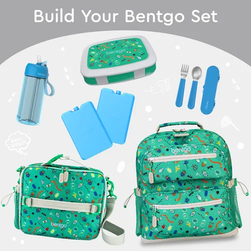 Vista 6 de Bentgo Kids Prints - Lonchera para niños, a prueba de derrames, con 5 compartimentos, estilo bento, tamaño de porciones ideales para edades de 3 a 7