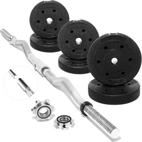 Vista 14 de Yes4All Standard Straight Barbell 60" & EZ Curl Bar 47", Capacity 200 to 480 LB, Weight Bar 1" to 2" Diameter - Star Lock Collars, Rubber Ring