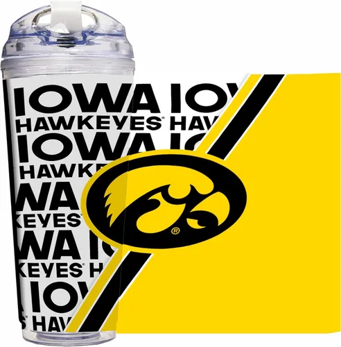 Vista 112 de Rico Industries NCAA - Vaso de acrílico estándar de 24 onzas con tapa con bisagras, vaso de doble pared con licencia oficial y popote