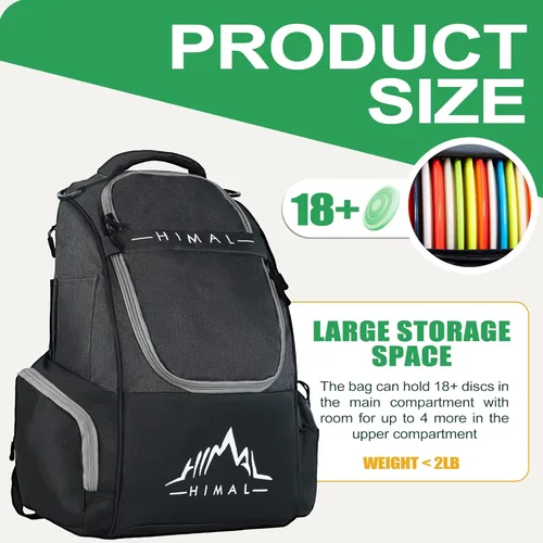 Vista 3 de HIMAL HIMAL Disc Golf Bag Holds 22+ Discs, Durable Disc Golf Backpack with Large Capacity, and Multiple Storage Pockets