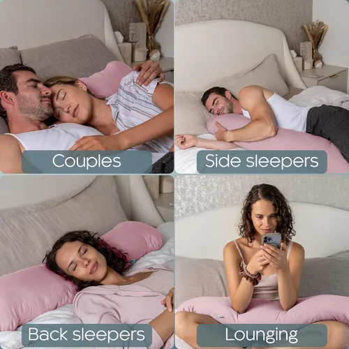 Vista 5 de SleepCloud Almohada Corporal con Peso de 8 libras - Almohada con Peso para un Sueño Más Profundo (48" x 14") - Almohadas Corporales Refrescantes