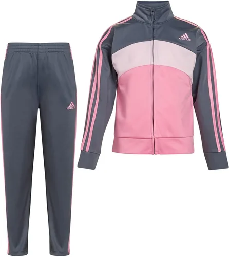 adidas Conjunto de chaqueta y pantalones deportivos clásicos con cremallera frontal para niña Ciruela negra