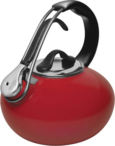 Chantal Classic Loop - Hervidor de té silbante de acero esmaltado, 1.8 cuartos (rojo)