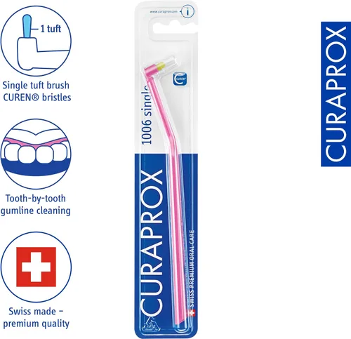 Vista 2 de Curaprox CS 1006 Cepillo de dientes individual – Limpieza dirigida para línea de las encías y brackets Mechón único ultra-suave para dientes