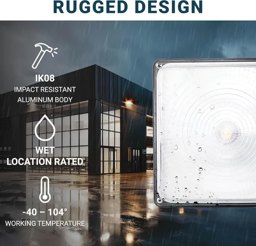 Vista 6 de PARMIDA - Luz LED para toldo, 45 W, 0-10 V regulable, 110-277 VAC, IP65 impermeable, certificación ETL, 5000 K (luz de día), 9.6 x 9.6 pulgadas