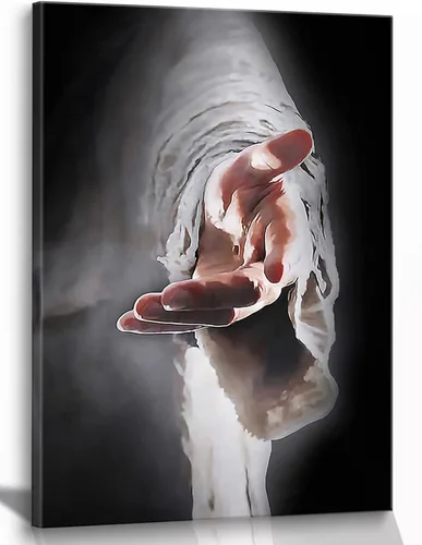 Lienzo decorativo para pared, diseño de religión de Jesús con marco, arte de pared cristiano con texto en inglés "Give Me Your Hand God God", arte