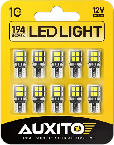 Vista 24 de AUXITO 194 bombillas LED azules 168 2825 W5W T10 cuña 14-SMD bombillas LED de repuesto para automóvil, cúpula de mapa, puerta, matrícula, luces