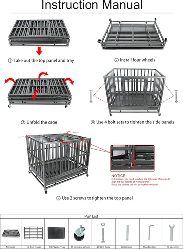 Vista 7 de Jaula para Perros de Servicio Pesado de 37 Pulgadas Perrera Jaula de Metal Resistente para Perros