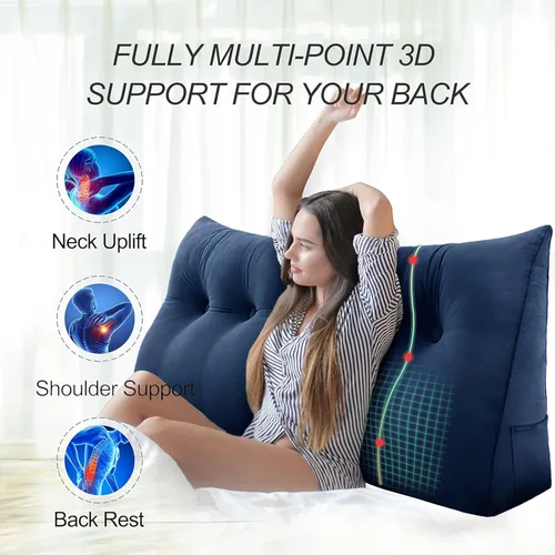 Vista 3 de WOWMAX - Almohada para cabecero tamaño King, con cuña para lectura, color Marrón claro