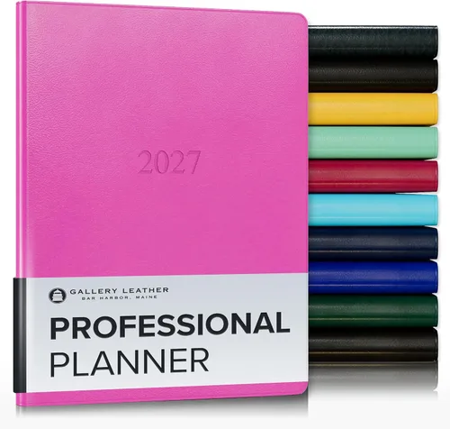 Vista 27 de Gallery Leather Professional Weekly Monthly Planner 2027, Elegantly Bound Calendar Planner and Notebook with Stylish Gold-Gilded Page Edges, 12