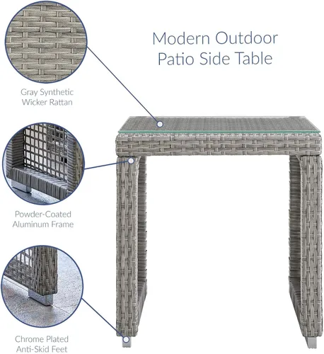 Vista 6 de Modway Aura Piece - Juego de mimbre para exteriores, Moderno/Contemporáneo, gris gris