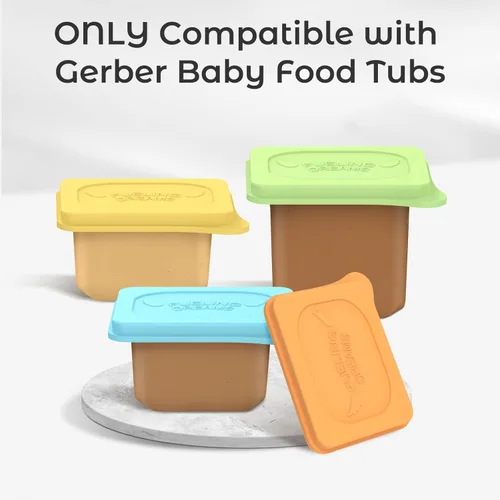 Vista 2 de Tapas de comida para bebés compatibles con contenedores de alimentos Gerber, tapas de silicona sin BPA para almacenamiento de alimentos para bebés