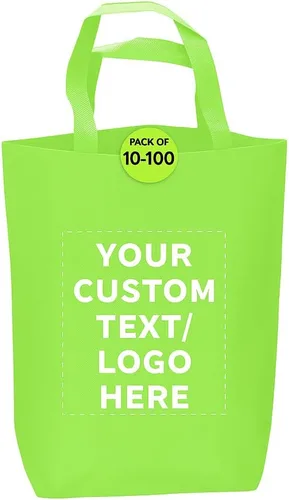 Vista 12 de DISCOUNT PROMOS Customizable Large Tote Bag, Set of 10/50/100 Heavy Duty & Reuseable Bulk Pack - Purple