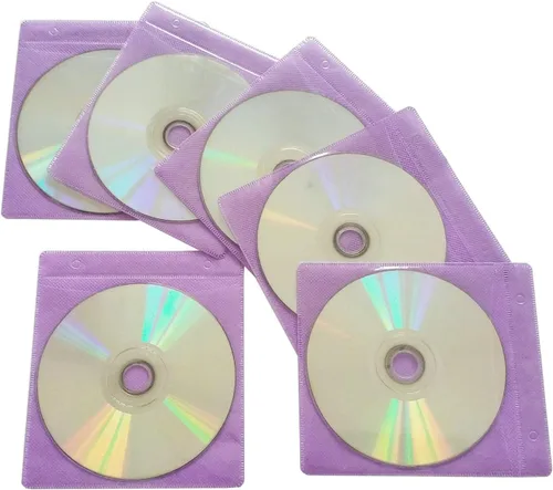 Vista 6 de Paquete de 100 fundas de plástico de repuesto de doble cara para CD y DVD, material grueso no tejido de doble cara para almacenamiento de CD y DVD