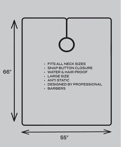 Vista 5 de Juego de delantal de peluquero de gran tamaño con cierre a presión a prueba de agua a prueba de pelo, Negro