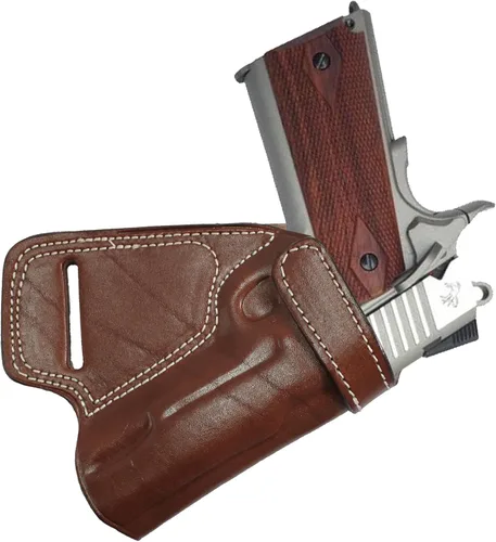 Vista 4 de YT HOBBY Funda de Pistola de Cuero Artesanal Premium SOB (Small of Back)
