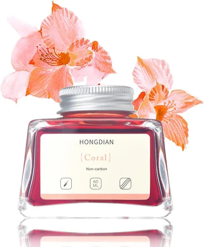 Vista 10 de Asvine Hongdian Pluma estilográfica con tinta embotellada Azul, Botella de tinta de 60ml para pluma estilográfica sin carbono