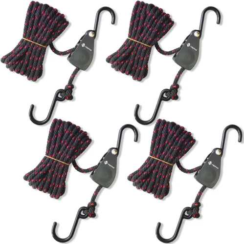 Vista 10 de LE KAPMOZ Correas de amarre para kayak, arco de canoa y popa, polea de trinquete de carga resistente, colgador de cuerda