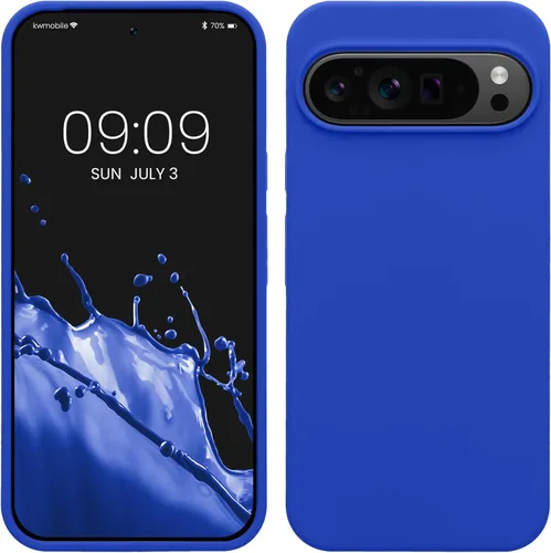Vista 359 de kwmobile Funda Compatible con Google Pixel 6 Pro - Funda de Teléfono de Silicona TPU con Acabado Suave - Azul Caribe