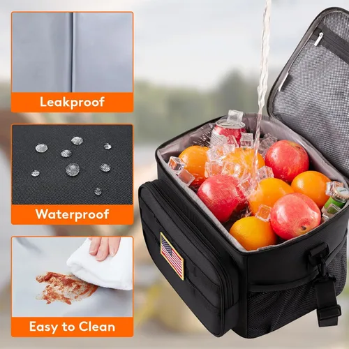 Vista 5 de Lifewit Lonchera táctica para hombres, bolsa de almuerzo aislada, 9L 12lata, color negro