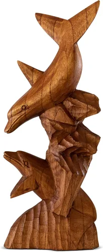 Vista 6 de G6 Collection Estatua de delfín tallada a mano de madera, escultura decorativa de madera, decoración del hogar, hecha a mano, hecha a mano, junto al