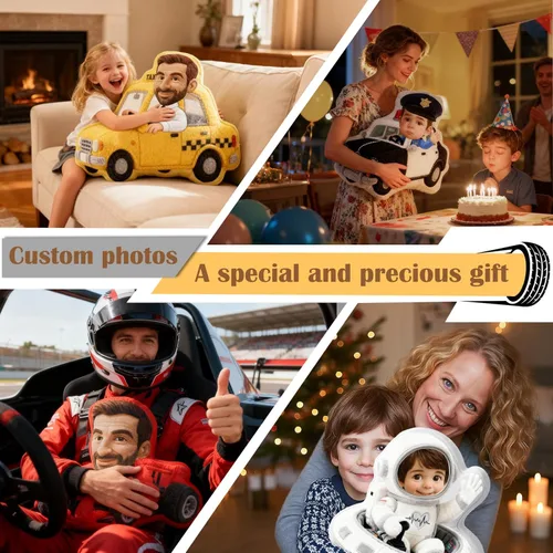 Vista 7 de Amlion Almohada personalizada: almohada facial personalizada de dibujos animados con nombre de imagen, almohadas personalizadas con forma de cara