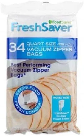 FoodSaver FreshSaver - Bolsas con cremallera al vacío de un cuarto de galón, 34 unidades (paquete de 1)