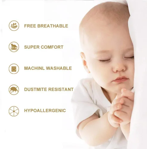 Vista 5 de Bedecor Paquete de 4 protectores de almohada estándar con cremallera, fundas de almohada impermeables, a prueba de polvo, con agujeros transpirables