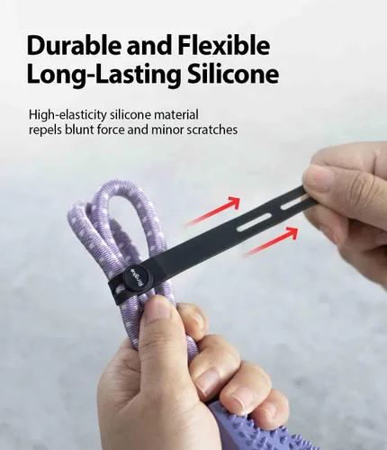 Vista 5 de Ringke Sujetacables de silicona [gestión de cables reutilizables] Organizador de cables flexible, longitud ajustable, clips de cable duraderos
