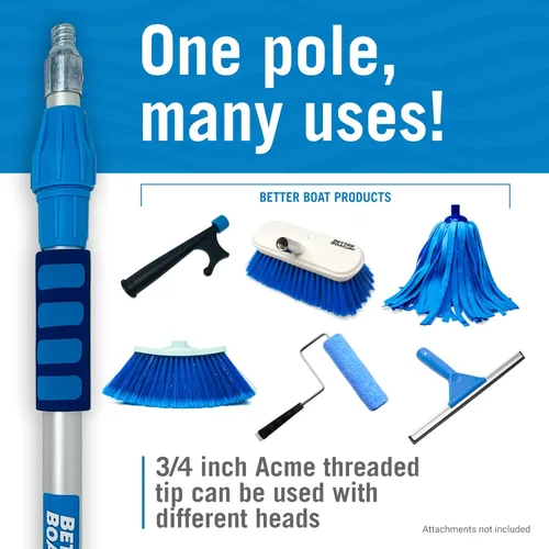 Vista 3 de Poste de extensión, varilla telescópica, mango de cepillo extensible de 1.8-3 pies, gancho para barco, palo de pintor, extremo universal de 3/4