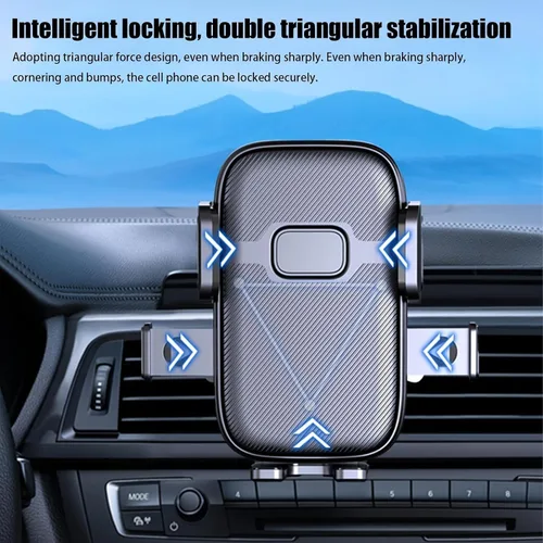 Vista 3 de Soporte de teléfono para automóvil, soporte de ventilación giratorio de 360°, liberación con una sola mano, teléfonos inteligentes de 4.2 a 7.2