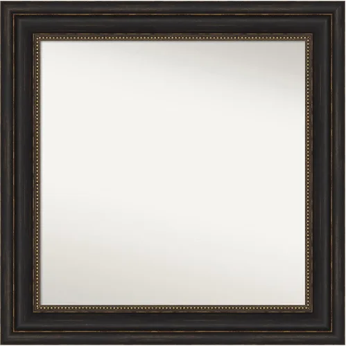 Amanti Art Espejo de pared personalizado no biselado (25 x 25 pulgadas), marco de bronce acentuado, varios tamaños personalizados, espejo de baño