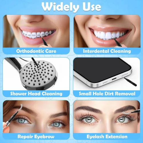 Vista 7 de ROADPLUM 120 cepillos interdentales, cerdas suaves doblables de 360°, limpiadores de brackets con cerdas, cepillos dentales entre dientes y encías