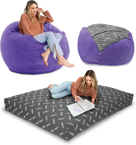 Vista 11 de CordaRoy's Puf de Chenilla - Silla Puf Convertible - Funda de Tela de Chenilla Lavable a Máquina - para Sótano, Sala de Estar, Sala de Juegos, Carbón