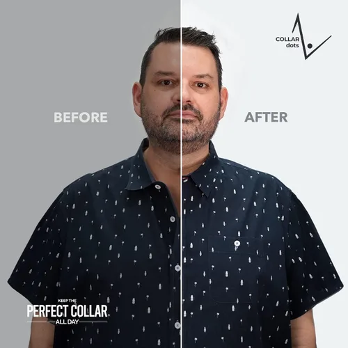 Vista 7 de Collar Dots Estadías de cuello para camisas de vestir y polos para hombre. Hack de moda para plástico, metal y cuello magnético, permanece 24 horas