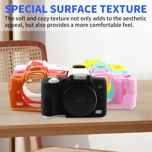 Vista 7 de Easy Hood Carcasa de cámara para Canon EOS M50/M50 Mark II Cámara digital, Funda protectora de silicona suave antiarañazos Carcasa de cubierta Negro