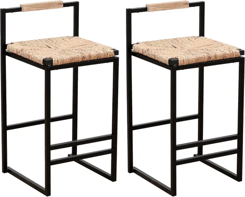 Vista 11 de Set of 2 Counter Height Bar Stools with Back Paper Rope Woven Dining Chairs for Kitchen Counter Table & Chair Sets,A-2PCS