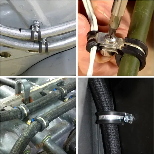 Vista 5 de Paquete de 25 abrazaderas de cable de acero inoxidable de 1 pulgada, abrazaderas de tubo de metal, abrazaderas de conducto para instalación