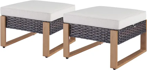 Vista 13 de Rilyson Sofá de mimbre para patio al aire libre, sofá de muebles de patio de ratán con marco resistente, mimbre de polietileno para todo