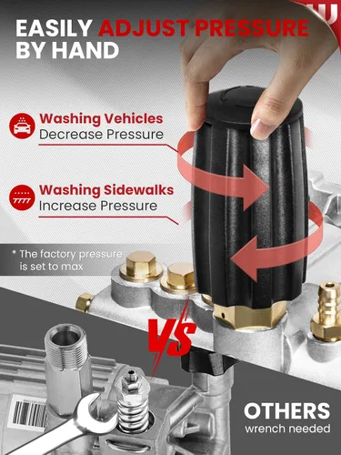 Vista 4 de WOJET Bomba de lavado a presión, eje de 3/4", 3400PSI 2.5GPM y bomba de lavado a presión de émbolo triple
