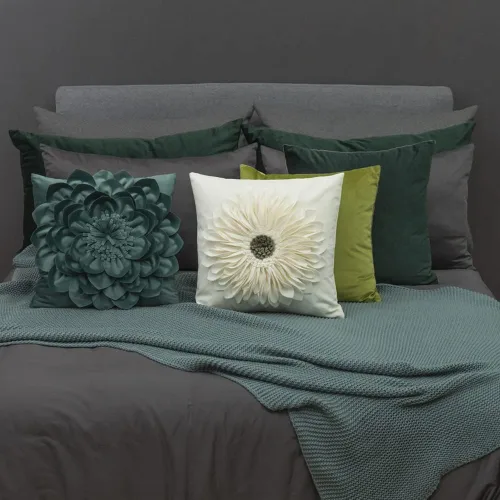 Vista 8 de OiseauVoler Fundas de almohada decorativas con flores 3D de 18 x 18 Verde manzana
