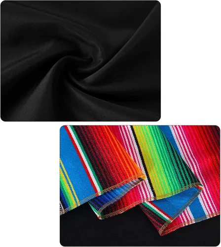 Vista 2 de Mantel de serape mexicano de 14 x 108 pulgadas, mantel de algodón suave para decoración de mesa de fiesta temática mexicana para fiesta, decoración