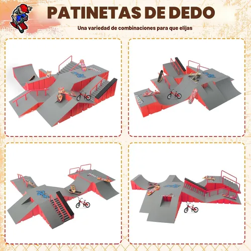 Vista 8 de Kits de parque de patineta de dedo CS COSDDI, juguetes de patineta de dedo 14 en 1 con 8 patinetas de dedo & 14 rampas de cubierta de skatepark