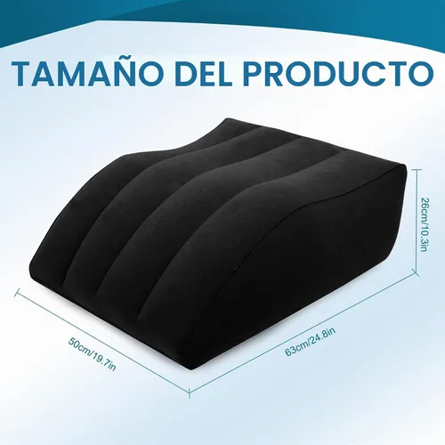 Vista 4 de Almohada inflable de elevación de piernas, almohada de cuña para dormir, almohada de cuña portátil, mejora la circulación y reduce la hinchazón Negro