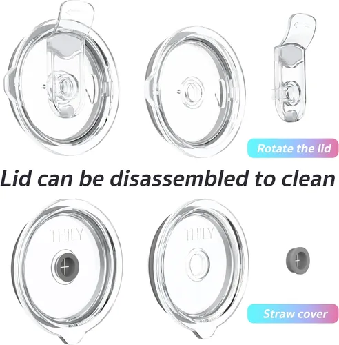 Vista 5 de THILY Vaso de viaje de acero inoxidable aislado al vacío, taza de café de 26 onzas con 2 tapas y popotes, a prueba de salpicaduras, mantiene