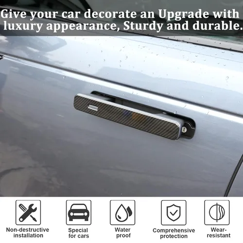 Vista 3 de 4 unids fibra de carbono ABS cromo para Land Rover Range Rover VELAR 2017 2018 coche exterior puerta manija accesorios