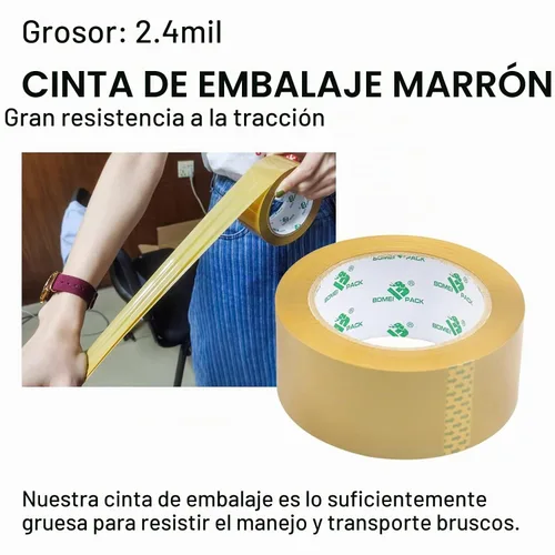 Vista 4 de BOMEI PACK Recambios de cinta de embalaje marrón, cinta de embalaje marrón con dispensador para envío, mudanza y embalaje, 6 rollos de 2.4 mil 1.88