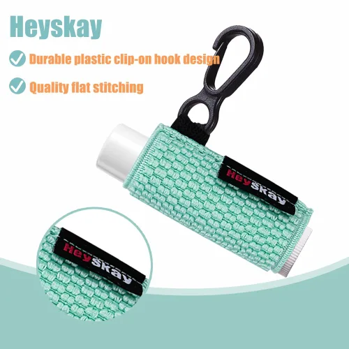 Vista 3 de HEYSKAY 3 piezas de fundas para bálsamo labial con llavero, soporte para chapstick, soporte para brillo de labios con llavero, fundas elásticas